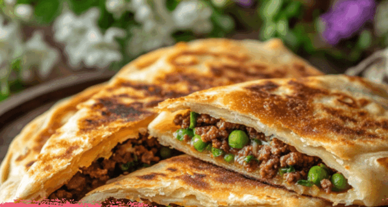 Stuffed Meat and Pea Flatbread
