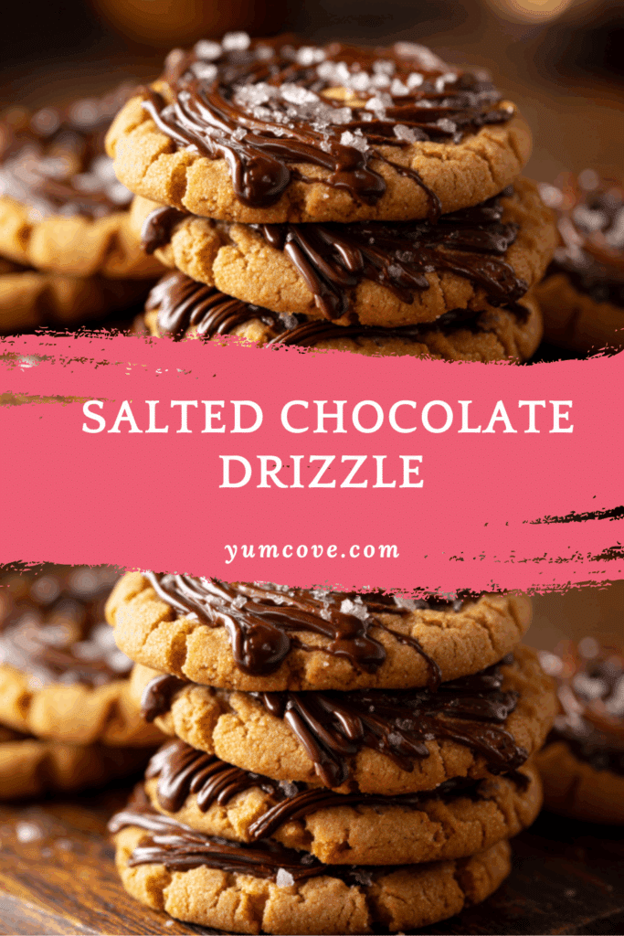 Salted Chocolate Drizzle Peanut Butter Cookies