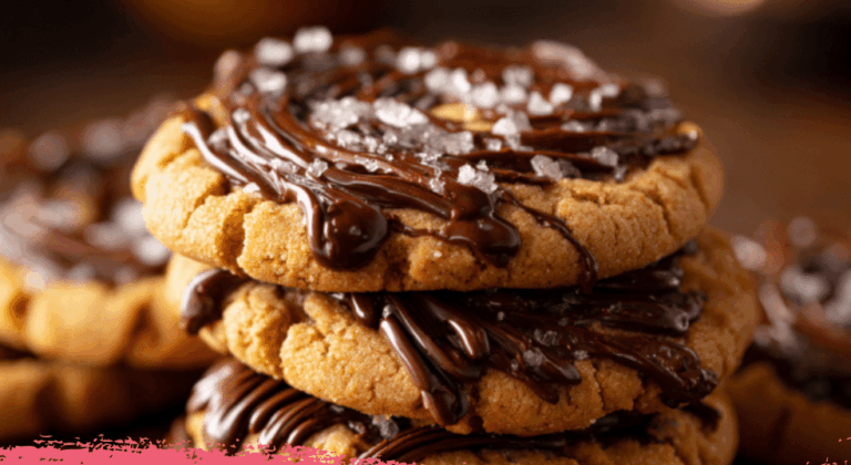 Salted Chocolate Drizzle Peanut Butter Cookies