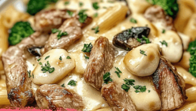 Creamy Mushroom and Broccoli Pasta with BEEF