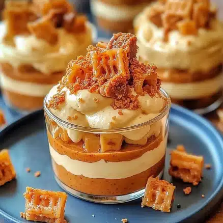 Pumpkin Cheesecake Parfait with Crunchy Waffle Pieces