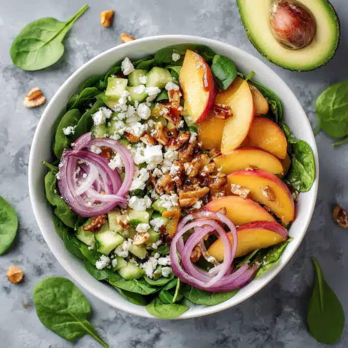 Peach Spinach Feta Salad