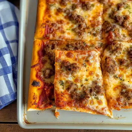 Sheet Pan Sausage Pizza Squares