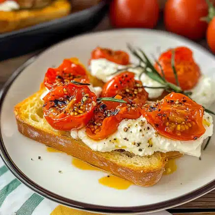 Tomato Confit Ricotta Toast with Cracked Pepper & Herbs