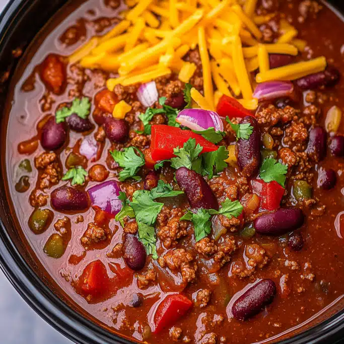 Slow Cooker Dr. Pepper Chili with Cheddar & Beans