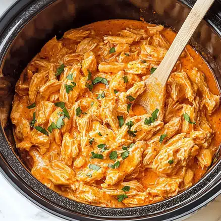 Buffalo Ranch Shredded Chicken (Crockpot Style)