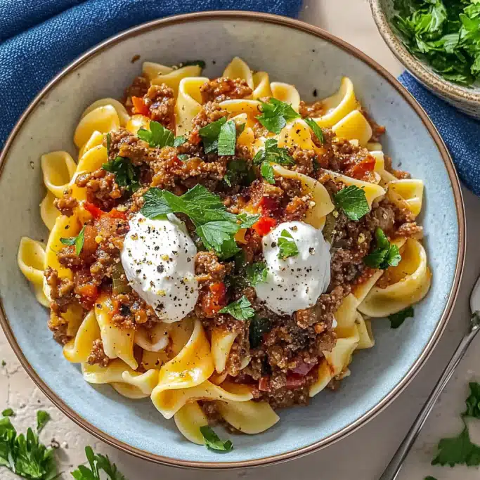 Turkish-Inspired Ground Beef Pasta