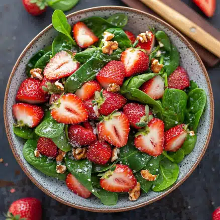 Fresh Strawberry Spinach Salad with Walnuts