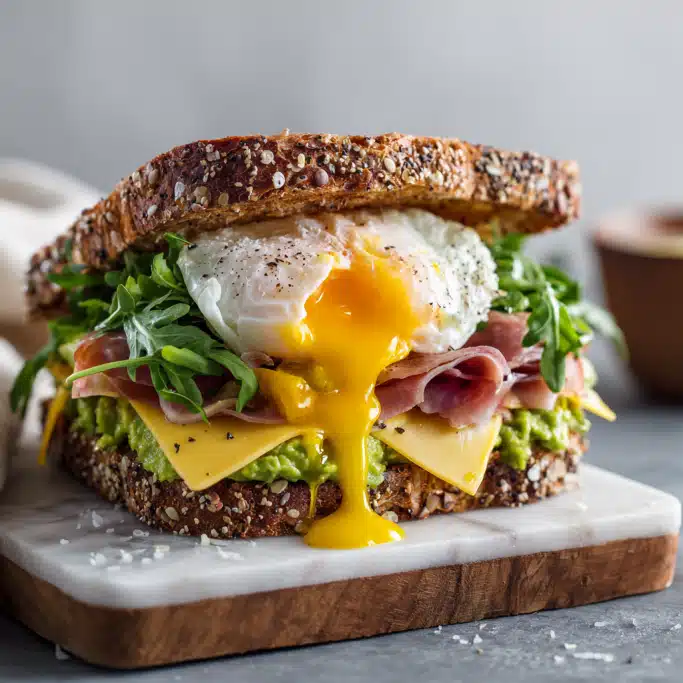 Breakfast Sandwich with Poached Egg & Avocado