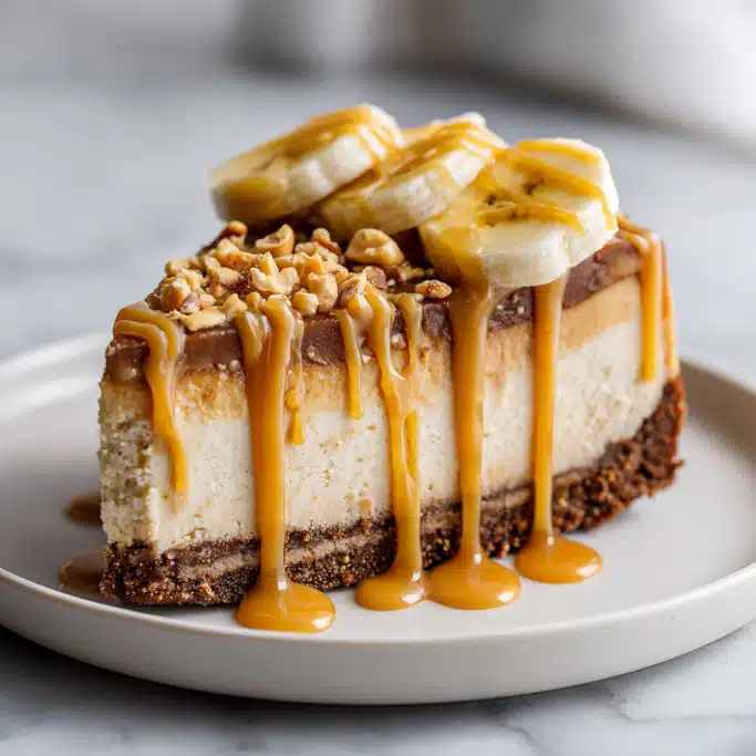 Banana Foster Cheesecake with Caramel Drizzle