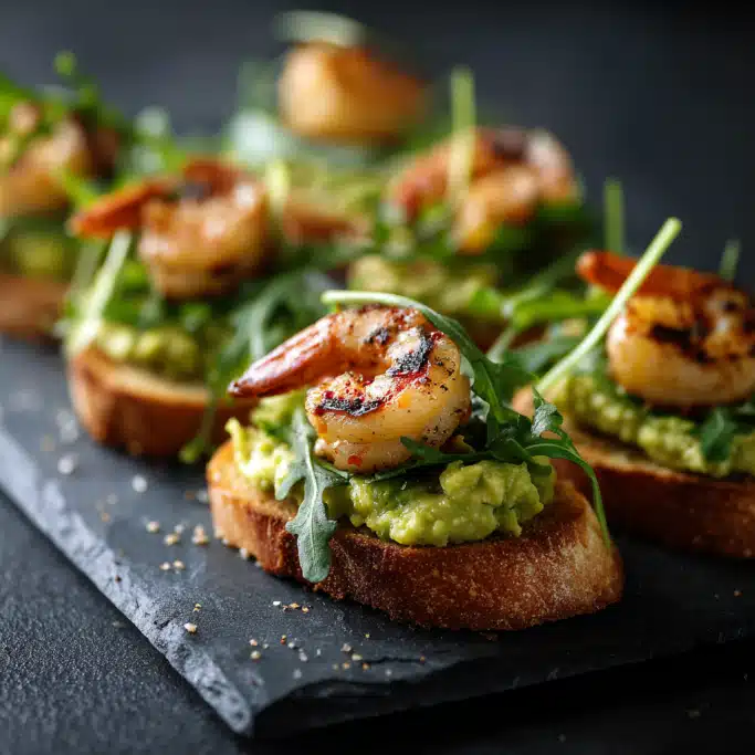 Grilled Shrimp and Avocado Crostini