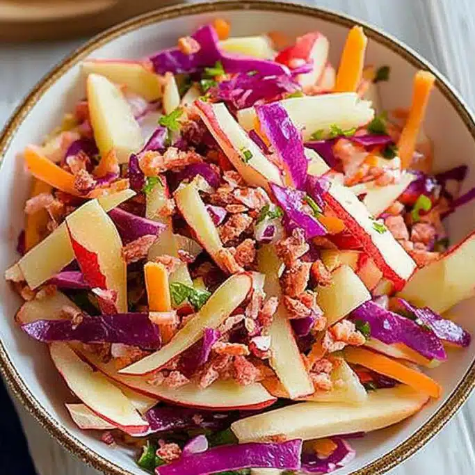 Fresh Apple and Cabbage Slaw with Bacon Bits