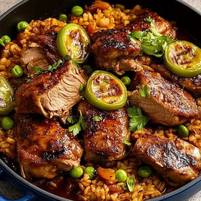 One-Pan Spanish Rice with Juicy Lamb Chops