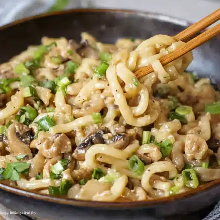 Creamy Garlic Mushroom Udon Noodles