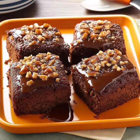 Chocolate Brownie Layer Cake with Nuts