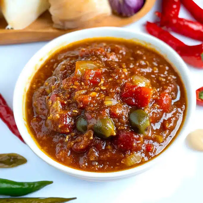 Spicy Tomato Pepper Sauce with Garlic and Onion