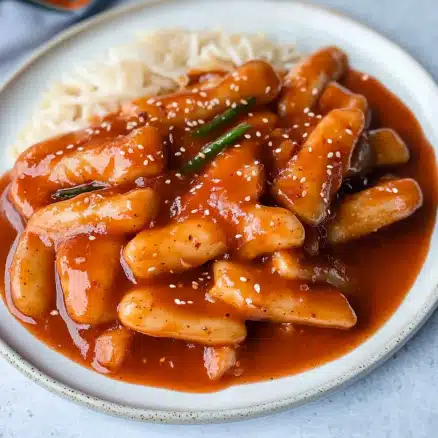 Korean Tteokbokki (Spicy Rice Cakes in Gochujang Sauce)