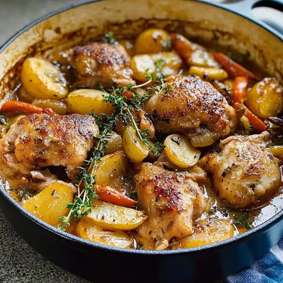 Braised Chicken Thighs with Potatoes and Carrots