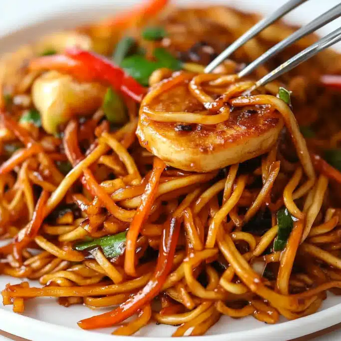 Vegetable Lo Mein with Pan-Seared Tofu Medallions