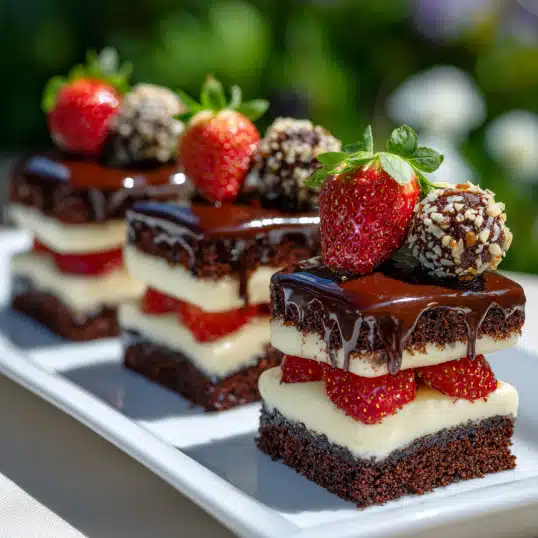 Chocolate Strawberry Cream Cake Bars