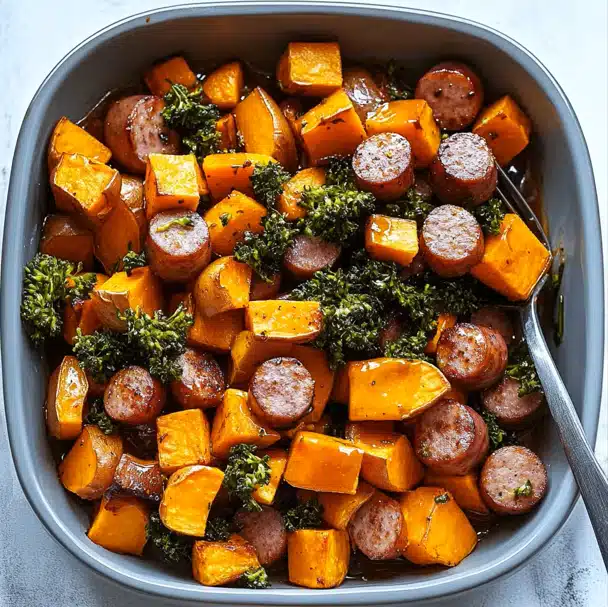 Roasted Sausage and Sweet Potato Skillet
