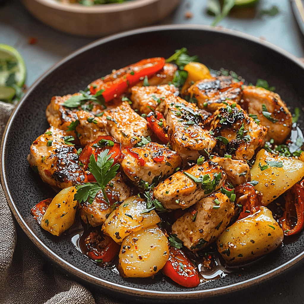 Garlic Herb Chicken with Roasted Potatoes and Peppers – The Ultimate One‑Pan Dinner for Busy Weeknights That’s Bursting with Flavor