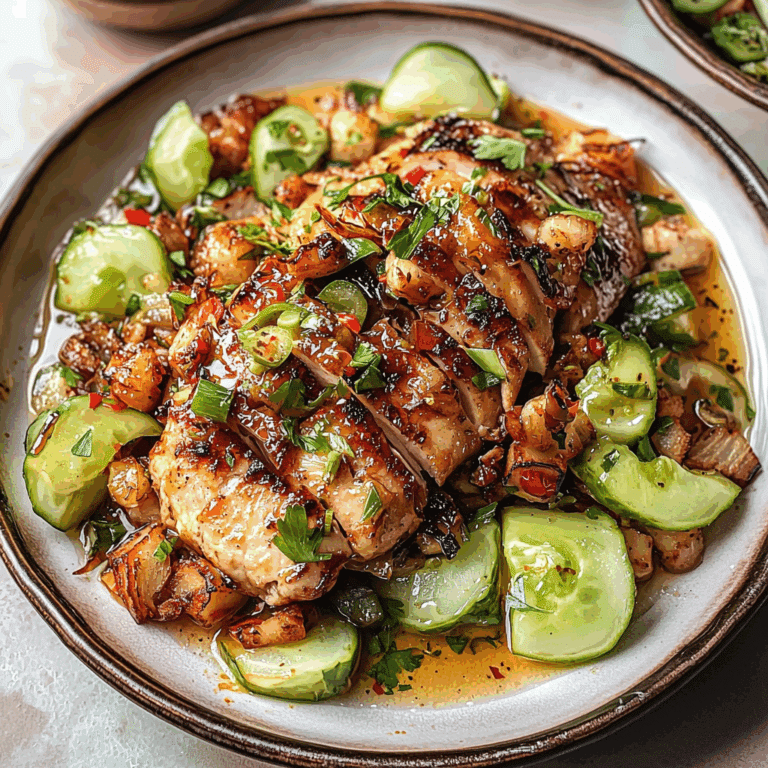 Spicy Glazed Chicken with Stir-Fried Cucumbers and Scallions – A Flavor-Packed, Balanced Meal Perfect for Quick and Easy Weeknight Dinners