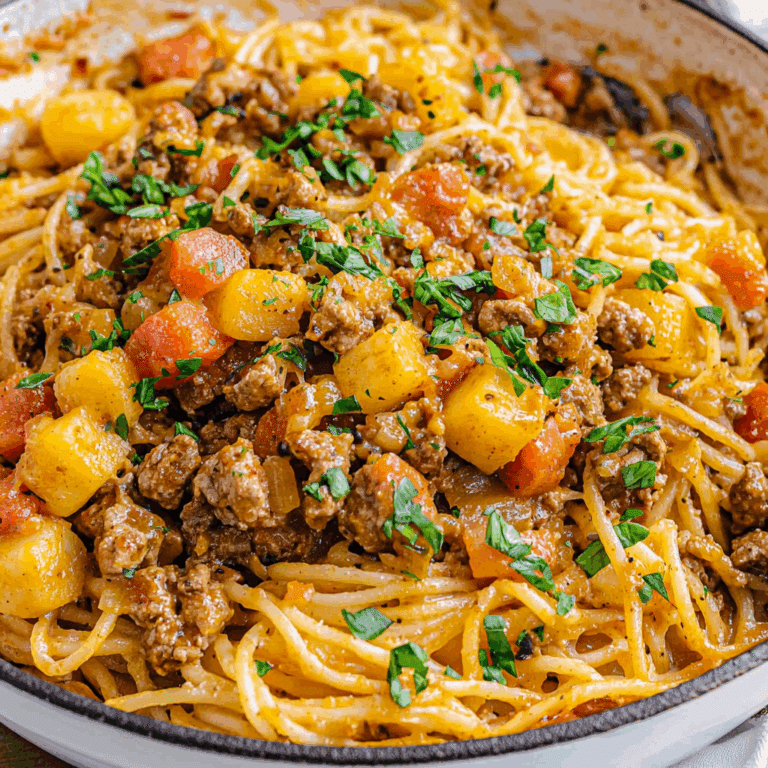 Filipino-Style Spaghetti with Ground Beef and Hotdogs