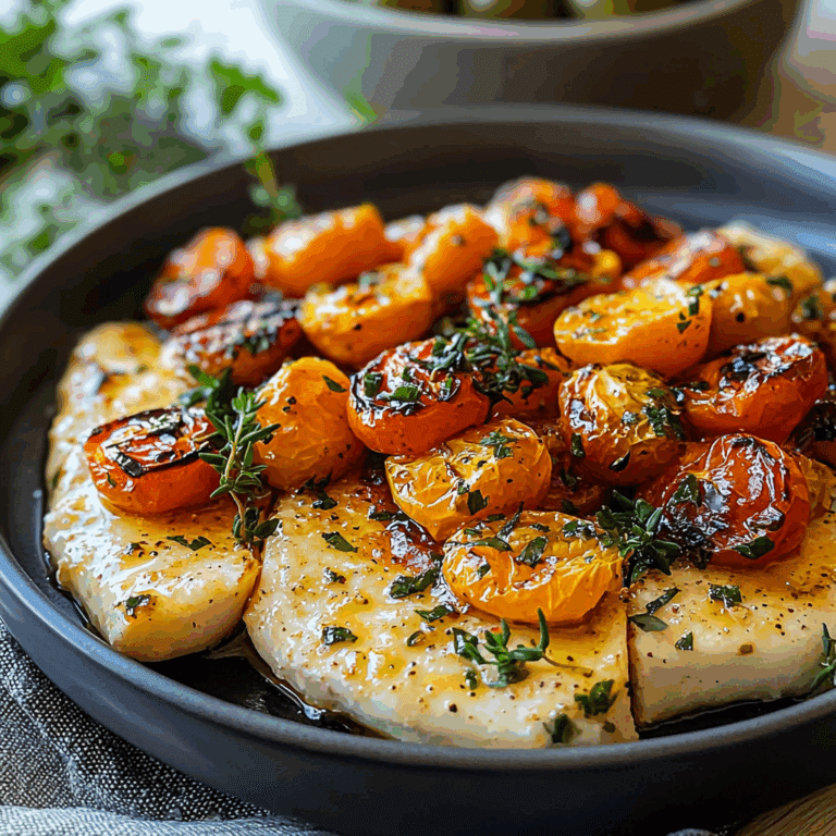 Baked Halloumi with Roasted Cherry Tomatoes and Thyme – A Simple Yet Elegant Mediterranean-Inspired Vegetarian Dish Full of Flavor