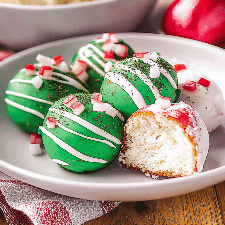 Christmas Vanilla Cake Balls Coated in Peppermint Chocolate and Topped with Holiday Candy Bits