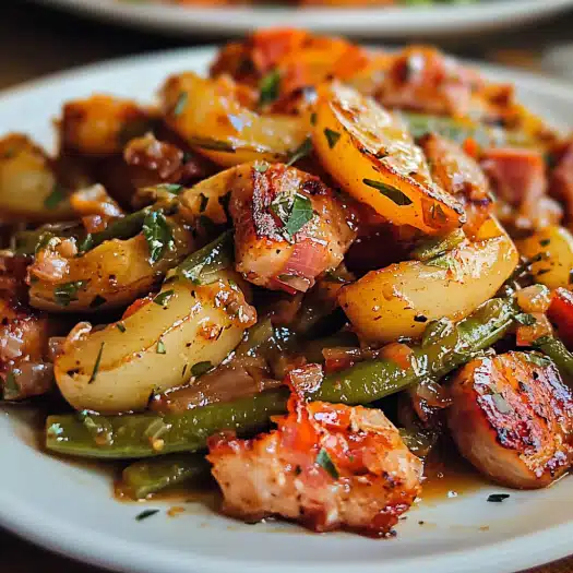 Smoky Sausage and Potato Stir-Fry with Green Beans and Peppers