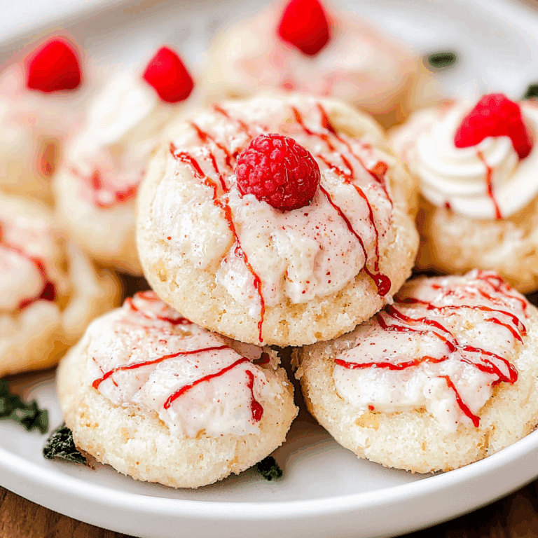 Raspberry Frosted Thumbprint Cookies with Creamy Glaze and Fresh Berries