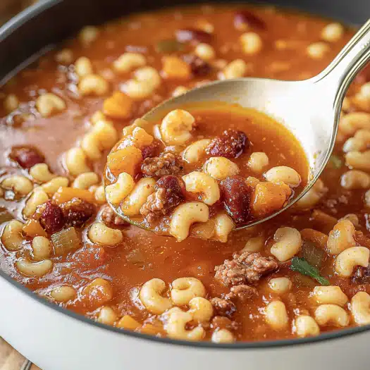 Hearty Beef and Bean Macaroni Soup