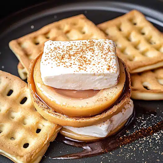 Salted Caramel Waffle Bites with Marshmallow and Fudge