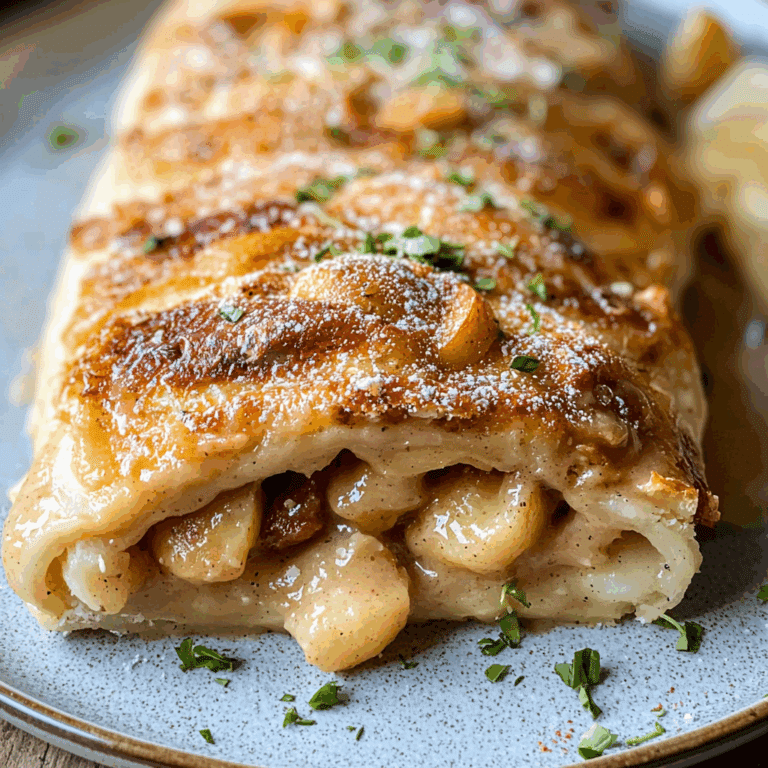 Warm Apple and Cinnamon Crêpe Roll – A Homemade Dessert or Breakfast Recipe That Combines Classic Comfort with Simple Elegance