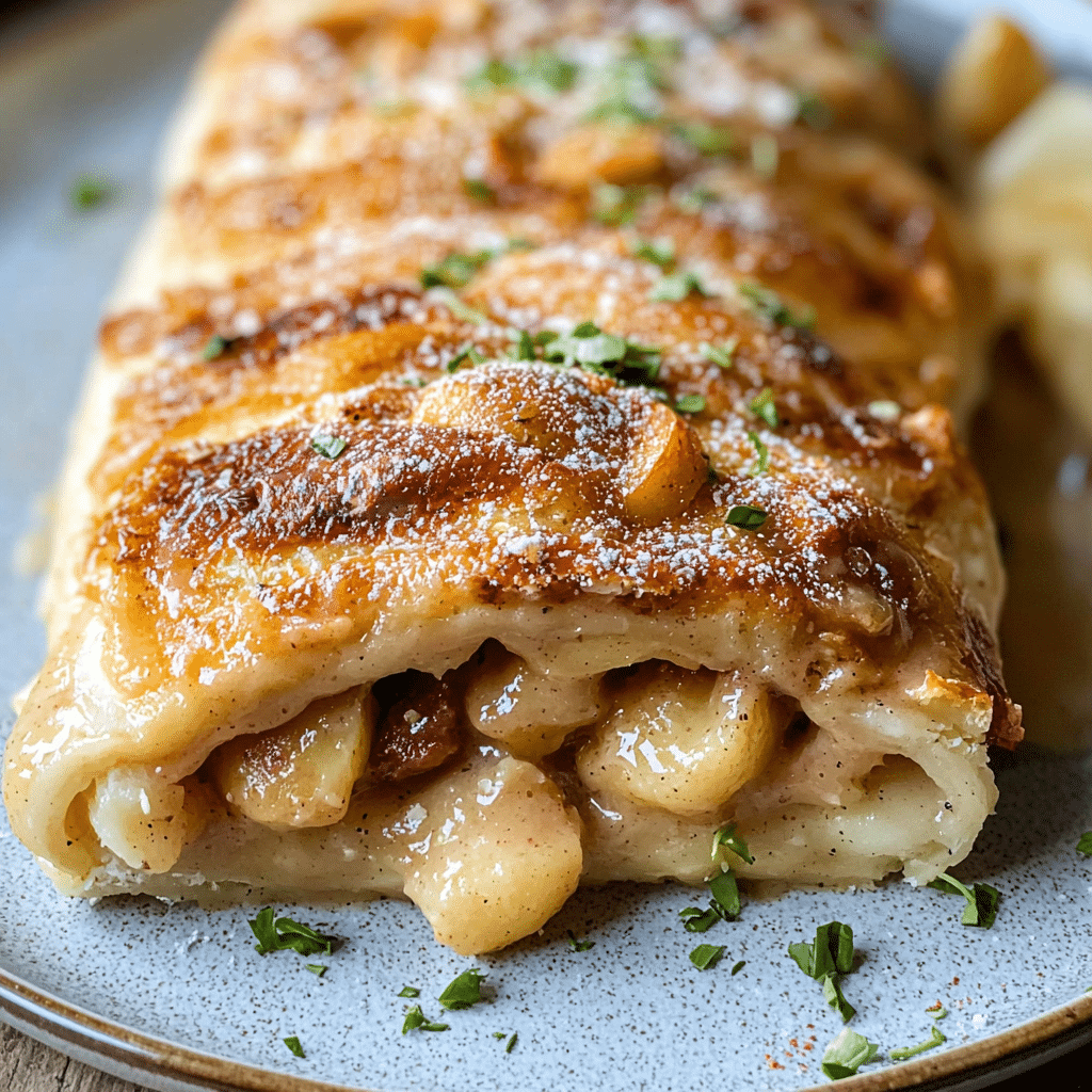 Warm Apple and Cinnamon Crêpe Roll – A Homemade Dessert or Breakfast Recipe That Combines Classic Comfort with Simple Elegance