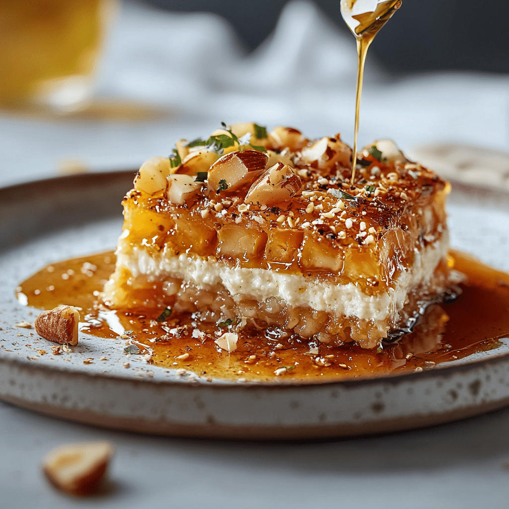 Baklava Cheesecake with Honey Nut Glaze