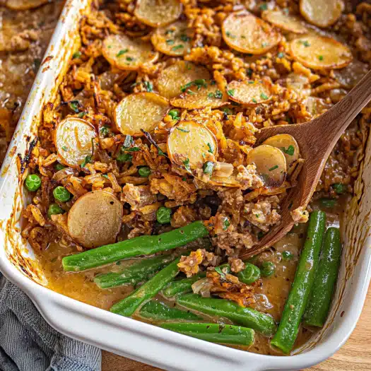 Cheesy Ground Beef and Rice Casserole with Baby Potatoes