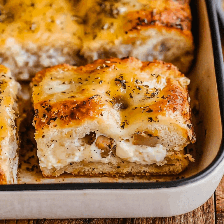 Cheesy Mushroom Stuffed Bread Squares