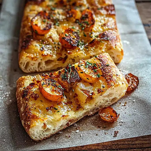 Golden Focaccia with Roasted Cherry Tomatoes and Onion Jam