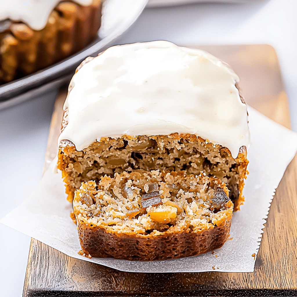 Holiday Spiced Fruitcake Loaf with Cream Cheese Frosting – Moist Fruit-Filled Cake with Warm Spices