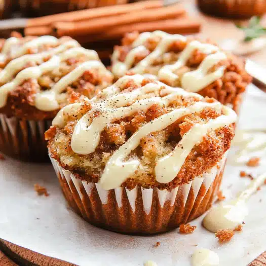 Cinnamon Streusel Muffins with Vanilla Glaze