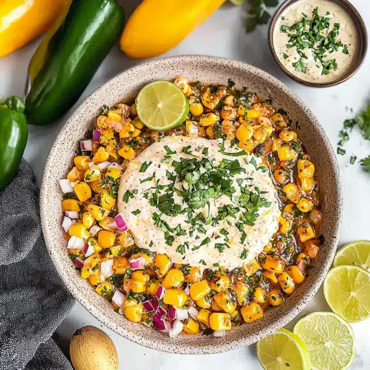 Mexican Street Corn Dip with Lime Crema