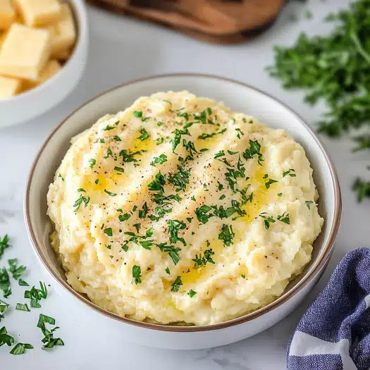Creamy Parmesan Mashed Potatoes with Butter and Herbs