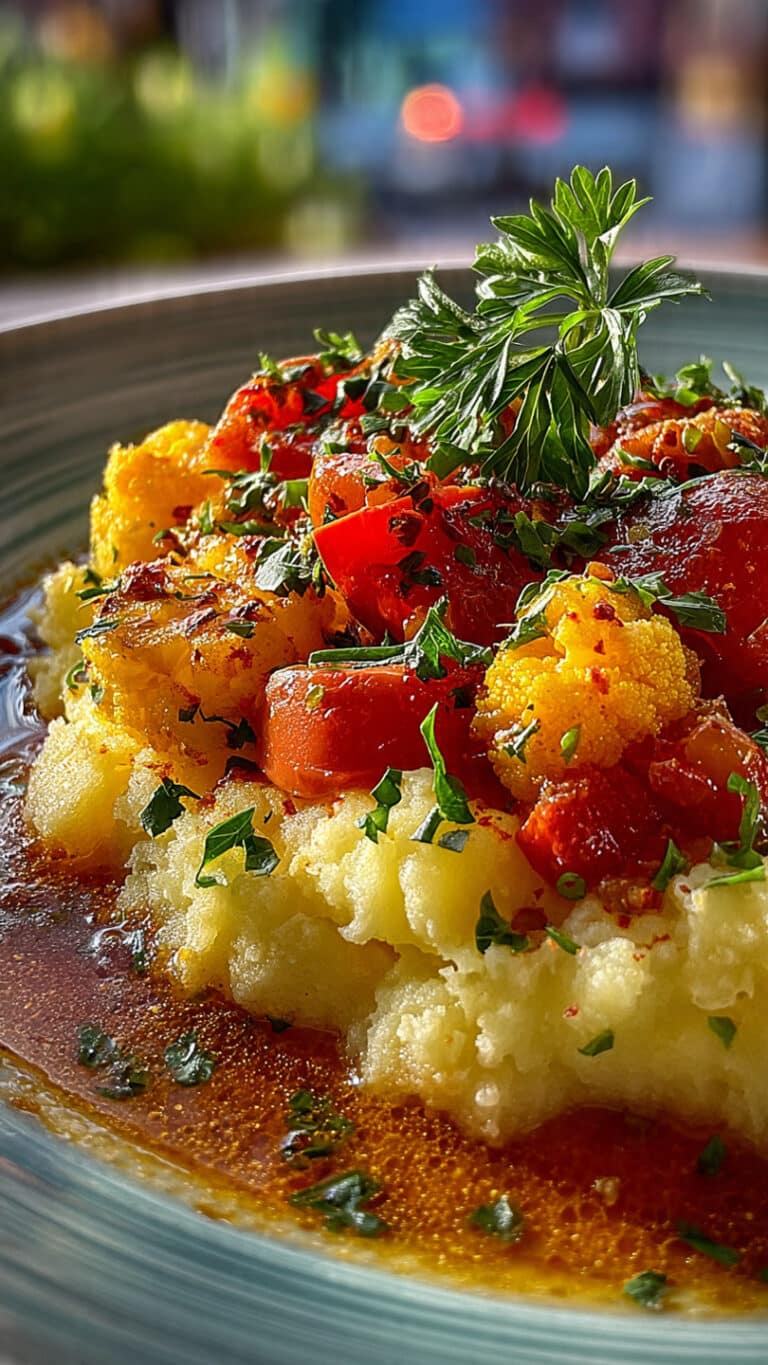 Mashed Potatoes with Vegetable Stew