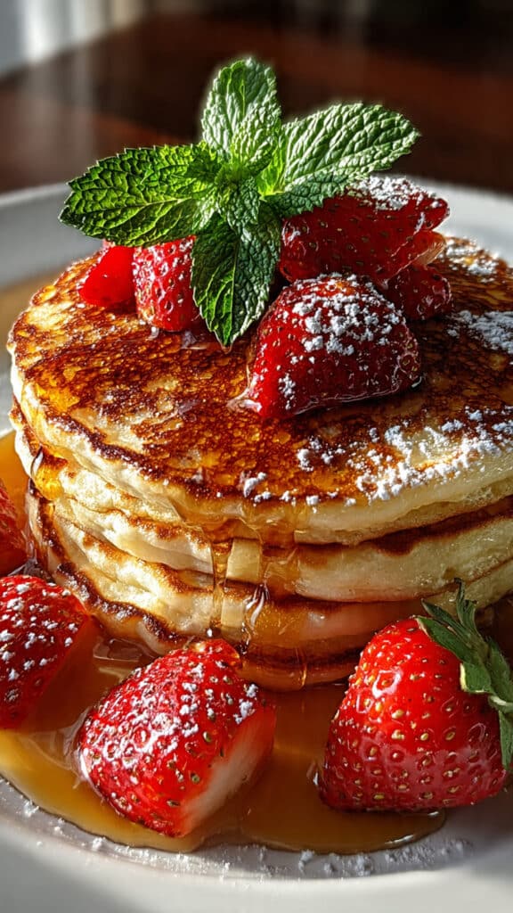 Fluffy Pancakes with Strawberries