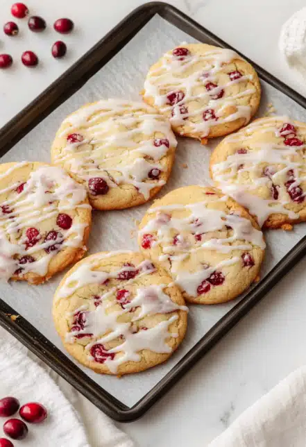 Cranberry White Chocolate Cookies with Glaze
