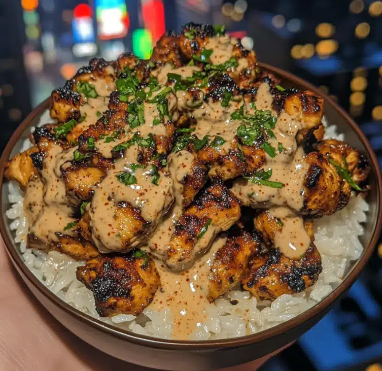 Chicken over Rice with White Sauce
