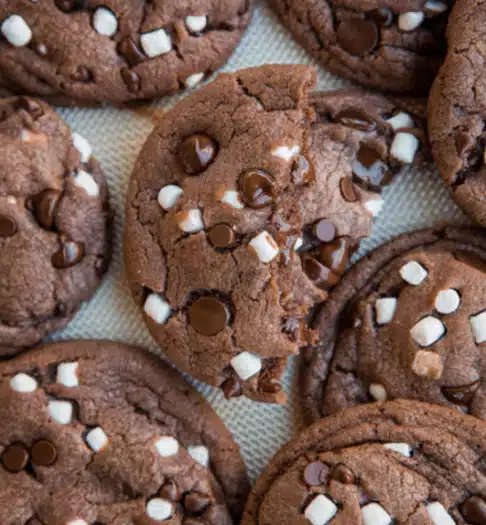 Hot Chocolate Cookies with Marshmallows