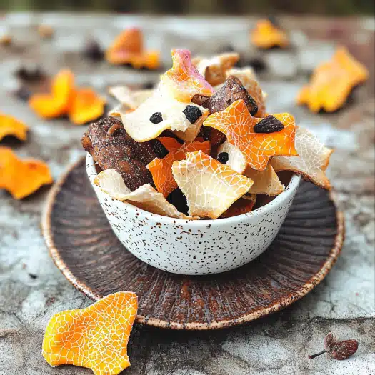 Crispy Vegetable Chips with Dried Fruit Garnish